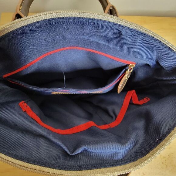 Tommy Hilfiger Small Shopper Handbag Navy Tan - Picture 8 of 16